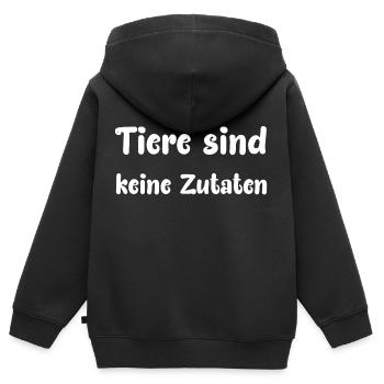 Tiere sind keine Zutaten - Kinder Premium Organic Zip Hoodie - Schwarz - Hinten - AI Model Kid Male (0cm)
