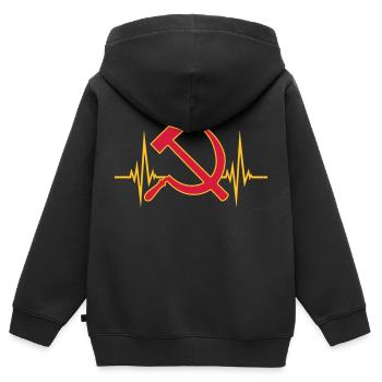 Puls Herzschlag Kommunismus - Kinder Premium Organic Zip Hoodie - Schwarz - Hinten - AI Model Kid Male (0cm)