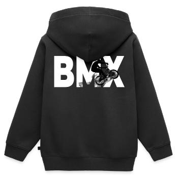 BMX Freestyle Geschenk für Kinder und Männer - Kinder Premium Organic Zip Hoodie - Schwarz - Hinten - AI Model Kid Male (0cm)