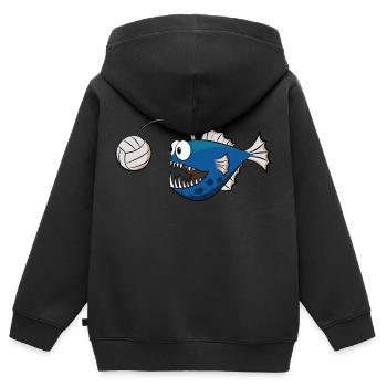 Anglerfisch Volleyball - Kinder Premium Organic Zip Hoodie - Schwarz - Hinten - AI Model Kid Male (0cm)