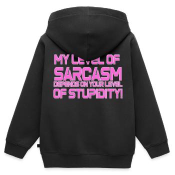 Sarcasm - Kids Premium Organic Zip-up Hoodie - black - Back - AI Model Kid Male (0cm)