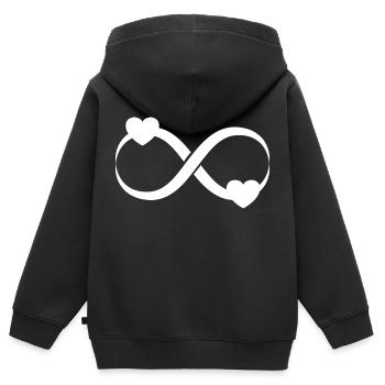 Cœur Infiniment infini - Sweat Premium à capuche zippé enfant bio - noir - Dos - AI Model Kid Male (0cm)