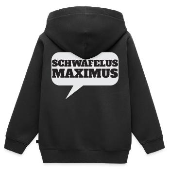 Reden, Labern,schwafeln, Schwafelus, Maximus, - Kinder Premium Organic Zip Hoodie - Schwarz - Hinten - AI Model Kid Male (0cm)