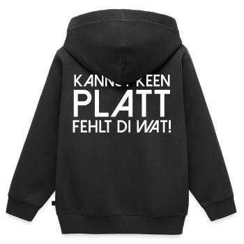 Kannst keen Platt fehlt di wat Plattdeutsch platt - Kinder Premium Organic Zip Hoodie - Schwarz - Hinten - AI Model Kid Male (0cm)
