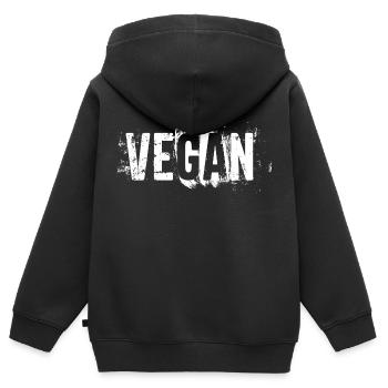 VEGAN / VEGANER / VEGANERIN - Kinder Premium Organic Zip Hoodie - Schwarz - Hinten - AI Model Kid Male (0cm)