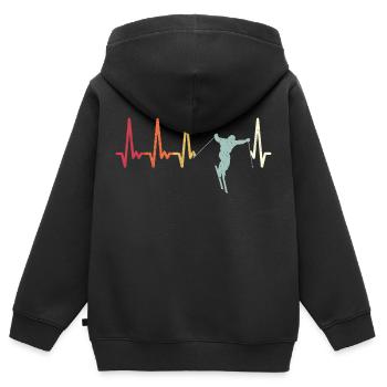 Retro Skifahrer Herzschlag Ski Rhythmus Skifahren - Kinder Premium Organic Zip Hoodie - Schwarz - Hinten - AI Model Kid Male (0cm)