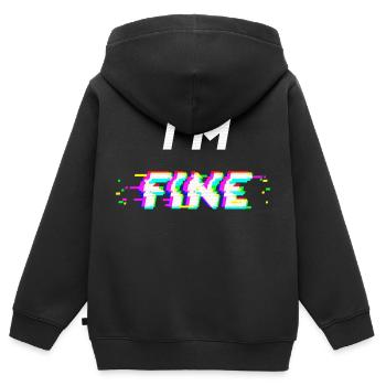 I'm fine glitch - Kids Premium Organic Zip-up Hoodie - black - Back - AI Model Kid Male (0cm)