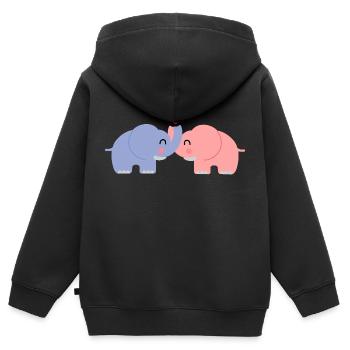 Elefant Liebe Paar - Kinder Premium Organic Zip Hoodie - Schwarz - Hinten - AI Model Kid Male (0cm)