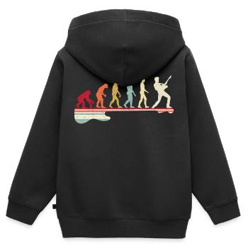 Evolution au guitariste, j’aime les notes et la musique - Sweat Premium à capuche zippé enfant bio - noir - Dos - AI Model Kid Male (0cm)