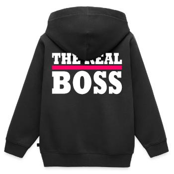 The real boss - Kinder Premium Organic Zip Hoodie - Schwarz - Hinten - AI Model Kid Male (0cm)