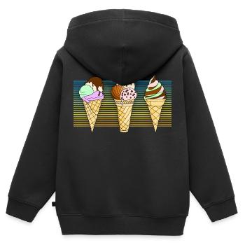 Eis - Kinder Premium Organic Zip Hoodie - Schwarz - Hinten - AI Model Kid Male (0cm)