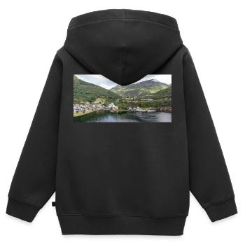 Hellesylt panorama vie - Kinder Premium Organic Zip Hoodie - Schwarz - Hinten - AI Model Kid Male (0cm)