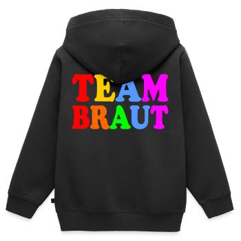 Team braut - Kinder Premium Organic Zip Hoodie - Schwarz - Hinten - AI Model Kid Male (0cm)