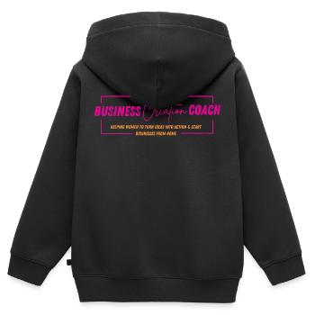 Coach en création d’entreprise Merch - Sweat Premium à capuche zippé enfant bio - noir - Dos - AI Model Kid Male (0cm)