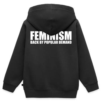 Zitat des Feminismus - Kinder Premium Organic Zip Hoodie - Schwarz - Hinten - AI Model Kid Male (0cm)