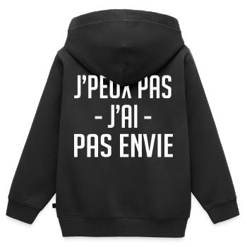 j'peux pas j'ai pas envie - Sweat Premium à capuche zippé enfant bio - noir - Dos - AI Model Kid Male (0cm)