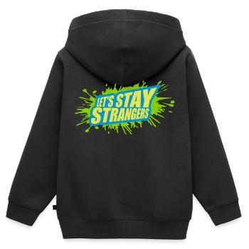 Citation Restons Strangers - Sweat Premium à capuche zippé enfant bio - noir - Dos - AI Model Kid Male (0cm)