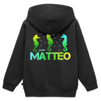 Matteo Geburtstag Matteo - Kinder Premium Organic Zip Hoodie - Schwarz - Hinten - AI Model Kid Male (0cm)