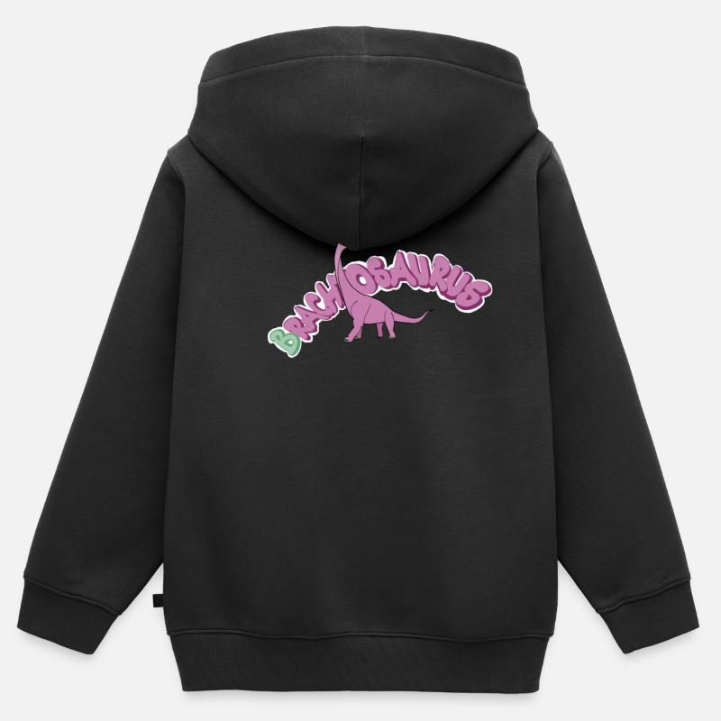 Brachiosaure - Sweat Premium à capuche zippé enfant bio - noir