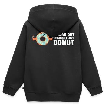 Ich trainiere, weil ich Donut liebe - Kinder Premium Organic Zip Hoodie - Schwarz - Hinten - AI Model Kid Male (0cm)