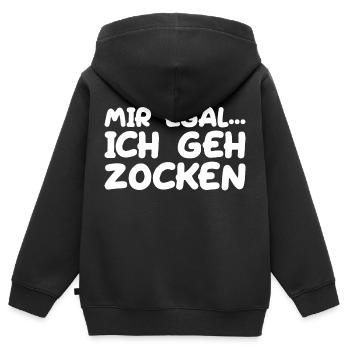 Mir Egal Ich Geh Zocken - Kinder Premium Organic Zip Hoodie - Schwarz - Hinten - AI Model Kid Male (0cm)