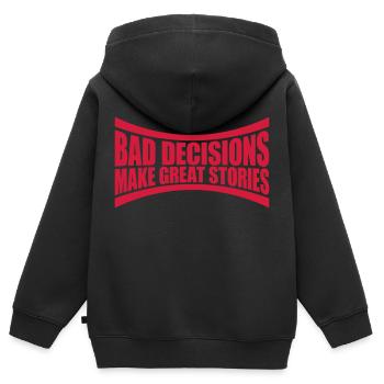 bad decisions great stories - Kids Premium Organic Zip-up Hoodie - black - Back - AI Model Kid Male (0cm)