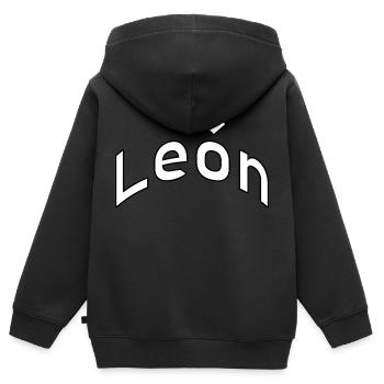 León - Sweat Premium à capuche zippé enfant bio - noir - Dos - AI Model Kid Male (0cm)
