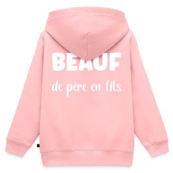 beauf de pere en fils - Sweat Premium à capuche zippé enfant bio - rose - Dos - AI Model Kid Female (0cm)