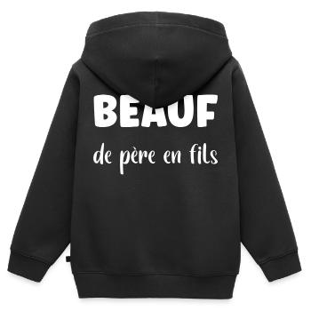 beauf de pere en fils - Sweat Premium à capuche zippé enfant bio - noir - Dos - AI Model Kid Male (0cm)