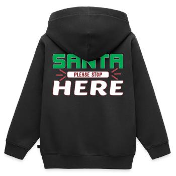 Santa please Stop here - Kinder Premium Organic Zip Hoodie - Schwarz - Hinten - AI Model Kid Male (0cm)