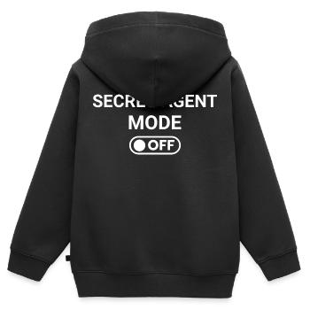 Secret Agent Mode OFF - Kids Premium Organic Zip-up Hoodie - black - Back - AI Model Kid Male (0cm)