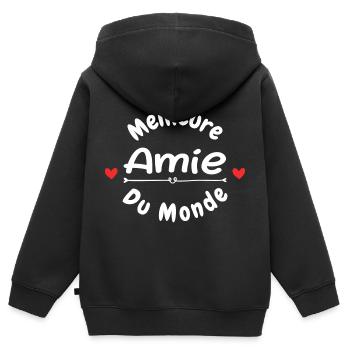 Meilleure Amie du Monde - Sweat Premium à capuche zippé enfant bio - noir - Dos - AI Model Kid Male (0cm)