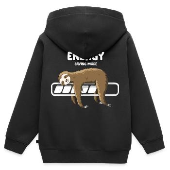 Faulheit und Energie - Kinder Premium Organic Zip Hoodie - Schwarz - Hinten - AI Model Kid Male (0cm)