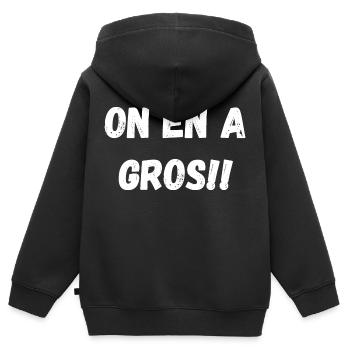 on en a gros - Sweat Premium à capuche zippé enfant bio - noir - Dos - AI Model Kid Male (0cm)