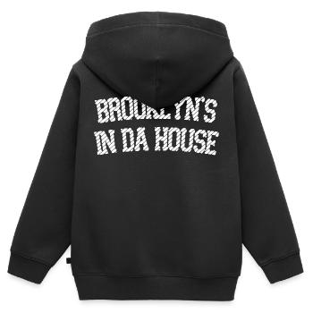 Brooklyn's in da Haus - Kinder Premium Organic Zip Hoodie - Schwarz - Hinten - AI Model Kid Male (0cm)