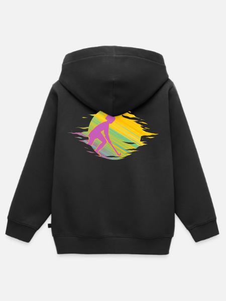 Field hockey Hockey "Hockeygirl on colorful fire" - Kids Premium Organic Zip-up Hoodie - black
