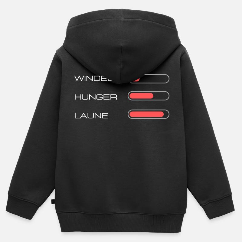 Windel - Laune - Hunger - Geschenkidee, Geschenk - Kinder Premium Organic Zip Hoodie - Schwarz