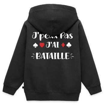 bataille - Sweat Premium à capuche zippé enfant bio - noir - Dos - AI Model Kid Male (0cm)