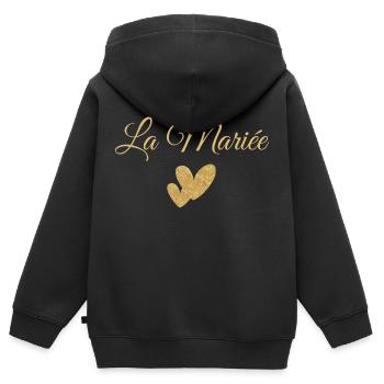 La mariée - Sweat Premium à capuche zippé enfant bio - noir - Dos - AI Model Kid Male (0cm)
