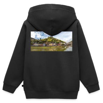Reichsburg Cochem Rheinland - Kinder Premium Organic Zip Hoodie - Schwarz - Hinten - AI Model Kid Male (0cm)