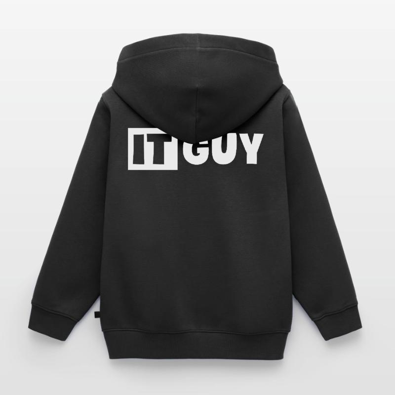 IT Guy Funny Information Technology Tech Desktop Kids Premium Organic Zip-up Hoodie