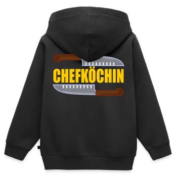 Chefköchin - Kinder Premium Organic Zip Hoodie - Schwarz - Hinten - AI Model Kid Male (0cm)