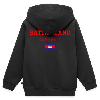 Battambang Kambodscha - Kinder Premium Organic Zip Hoodie - Schwarz - Hinten - AI Model Kid Male (0cm)