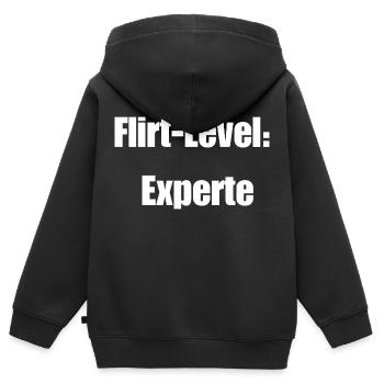 Flirt-Level: Experte - Kinder Premium Organic Zip Hoodie - Schwarz - Hinten - AI Model Kid Male (0cm)