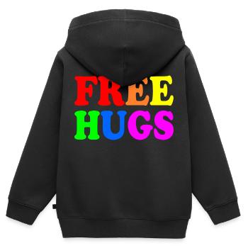 Free hugs - Sweat Premium à capuche zippé enfant bio - noir - Dos - AI Model Kid Male (0cm)