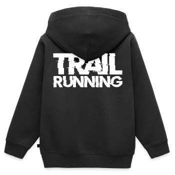 Trail Run Ultra Running Berg Trekking Laufen - Kinder Premium Organic Zip Hoodie - Schwarz - Hinten - AI Model Kid Male (0cm)