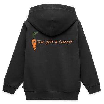 Ich bin nur eine Karotte - Kinder Premium Organic Zip Hoodie - Schwarz - Hinten - AI Model Kid Male (0cm)