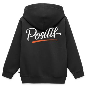 Positif - Sweat Premium à capuche zippé enfant bio - noir - Dos - AI Model Kid Male (0cm)