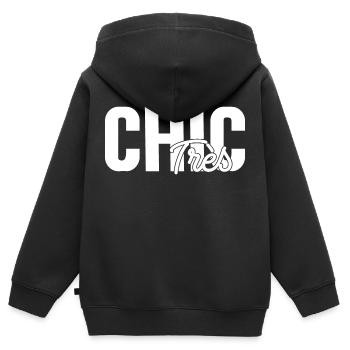 Sehr schick - Kinder Premium Organic Zip Hoodie - Schwarz - Hinten - AI Model Kid Male (0cm)