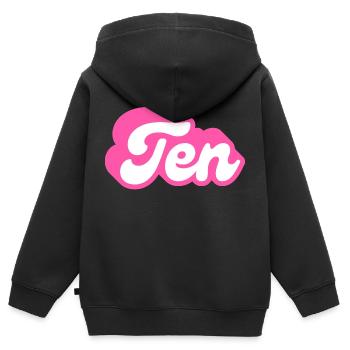 Ten birthday - 10th birthday retro pink - Kids Premium Organic Zip-up Hoodie - black - Back - AI Model Kid Male (0cm)